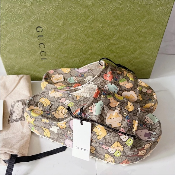 Gucci x Pikarar Kawaii Supreme Interlocking GG Platform Rubber Slide EU 36 - Picture 3 of 10